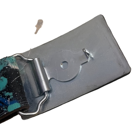 Handmade Color Splash Leather Black Belt Silver Tone Hardware (NWOT) - Picture 6 of 9